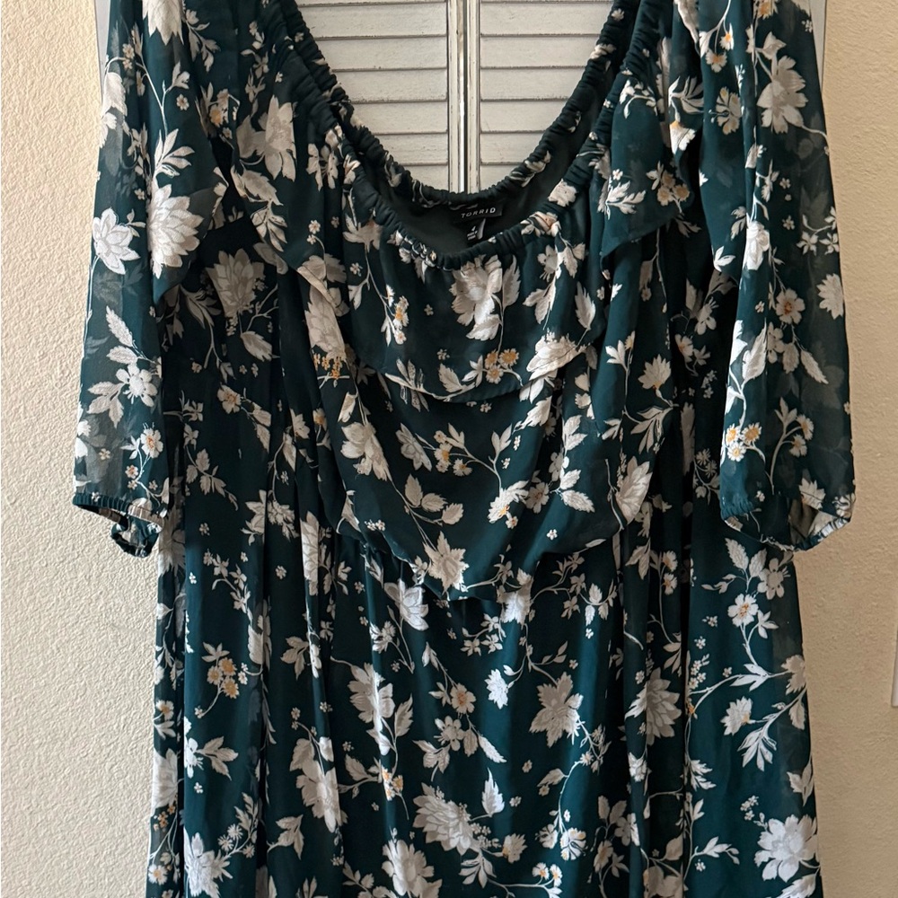 Torrid Dark Green Floral Dress